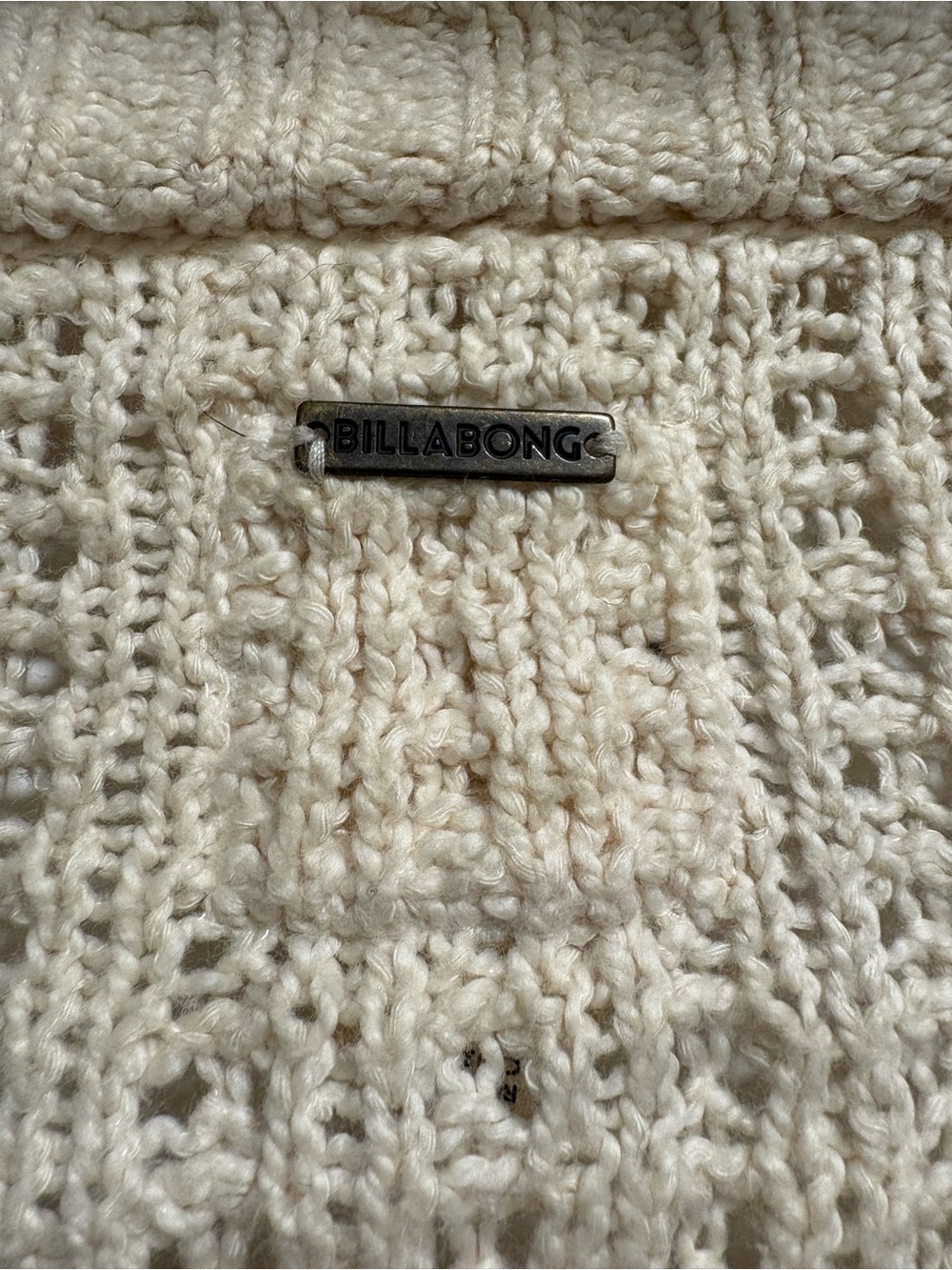 Billabong Cream Waffle-Knit Tie Front Cardigan - Picture 4 of 8